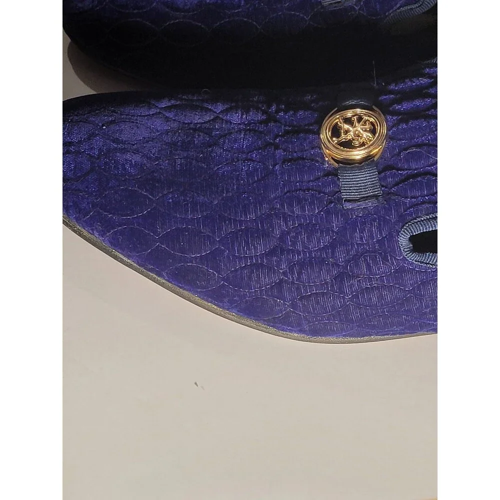 Stacy Adams Mens Blu/ Purp Quilted Velvet Loafers Slip On Gold Medallion 14m